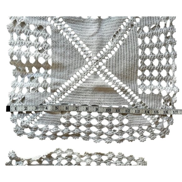 Hand Crocheted White Cotton Doilies Square Cottage Core VTG Wedding Country - Picture 13 of 14